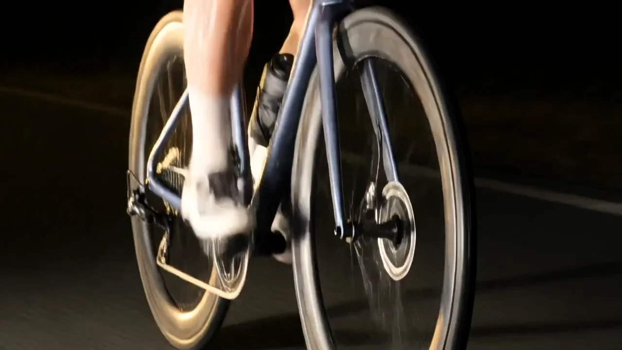 Cyclist wheel at speed